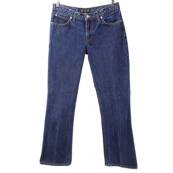 JUICY COUTURE Dark Wash Rhinestone & Studded Flare Bootcut Jeans - Picture 1 of 5